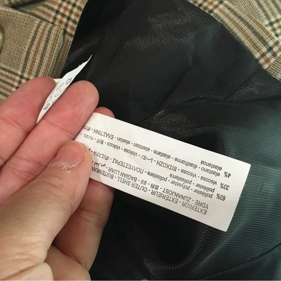 Zara Crop Blazer Jacket Plaid Tan Brown Boxy Blogger Preppy Womens small - Picture 7 of 8